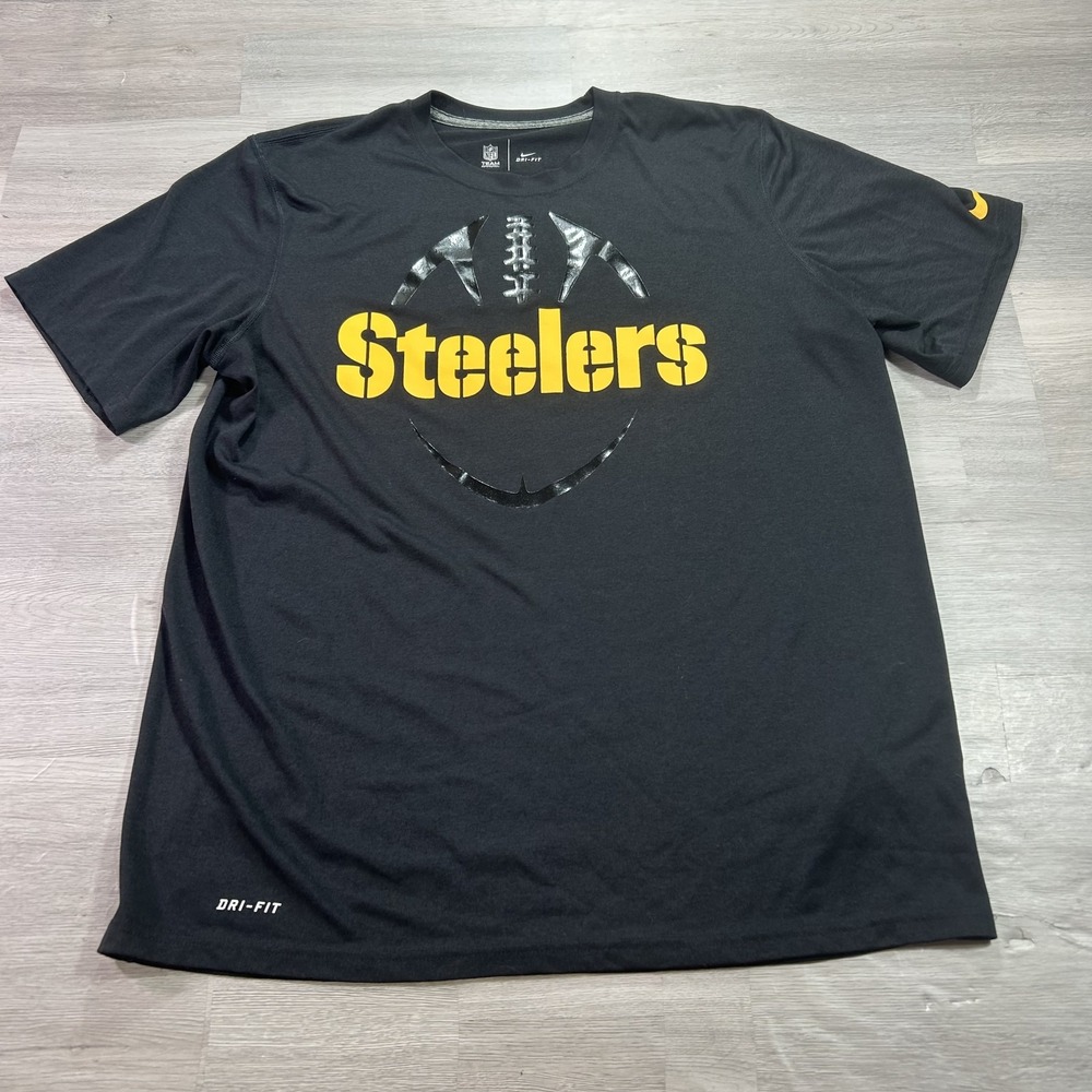 Nike Pittsburgh Steelers Shirt Mens Large Black NFL Football Dri Fit Tee